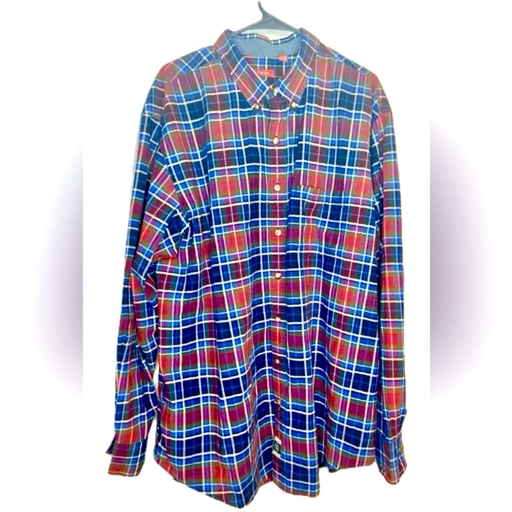 Izod button down long sleeve blu/red plaid shirt. 2XLT
